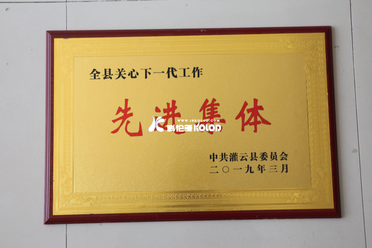 江蘇科倫多榮獲灌云縣2018年度關(guān)心下一代工作先進集體榮譽稱號